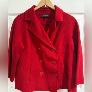 Talbots Women's Vibrant Red Pea Coat Wool Blend Holiday Christmas